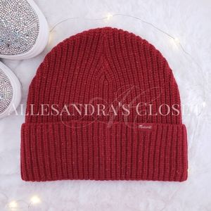 Madewell Hat Beanie Red Orange 100% Merino Wool Chunky Knit Cuff Cottagecore New